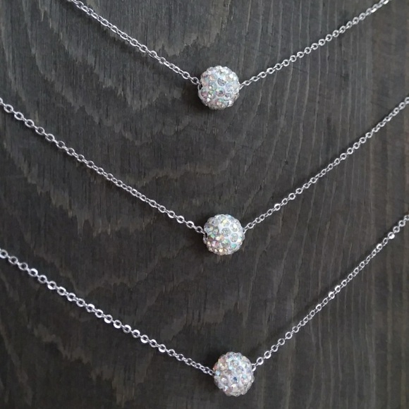 NWT Harriet Ave Iridescent Rhinestone Bead Silver Tone Chain Necklace - Picture 7 of 12